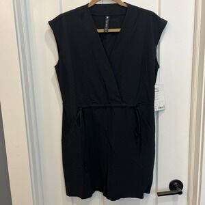 Athleta Womens Marlow Romper Black Lightweight Stretch V-Neck Size XS NWT